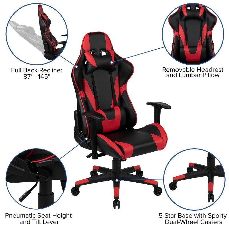 Flash Furniture Black Gaming Desk and Red/Black Reclining Gaming Chair Set with Cup Holder, Headphone Hook & 2 Wire Management Holes