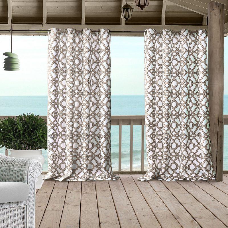 Elrene Marin Ironwork Indoor/Outdoor Single Window Curtain for Patio, Pergola, Porch, Cabana, Deck, Lanai - Elrene Home Fashions