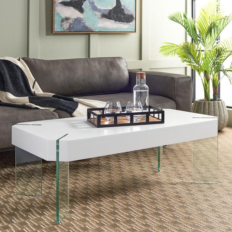 Katelyn Coffee Table - White/Clear - Safavieh