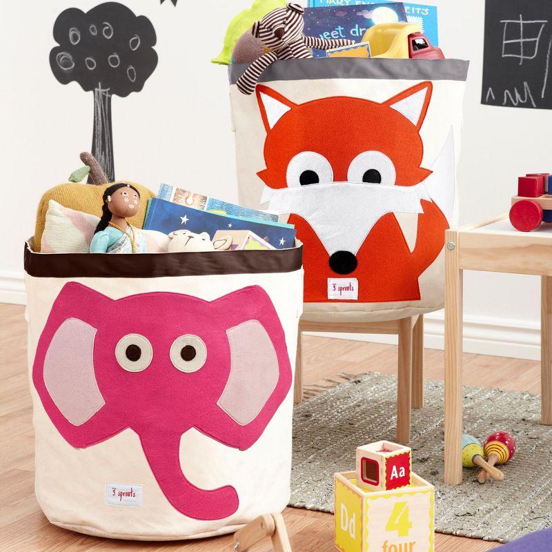 3 Sprouts - Canvas Storage Bin - Laundry and Toy Basket for Baby and Kids - Elephant
