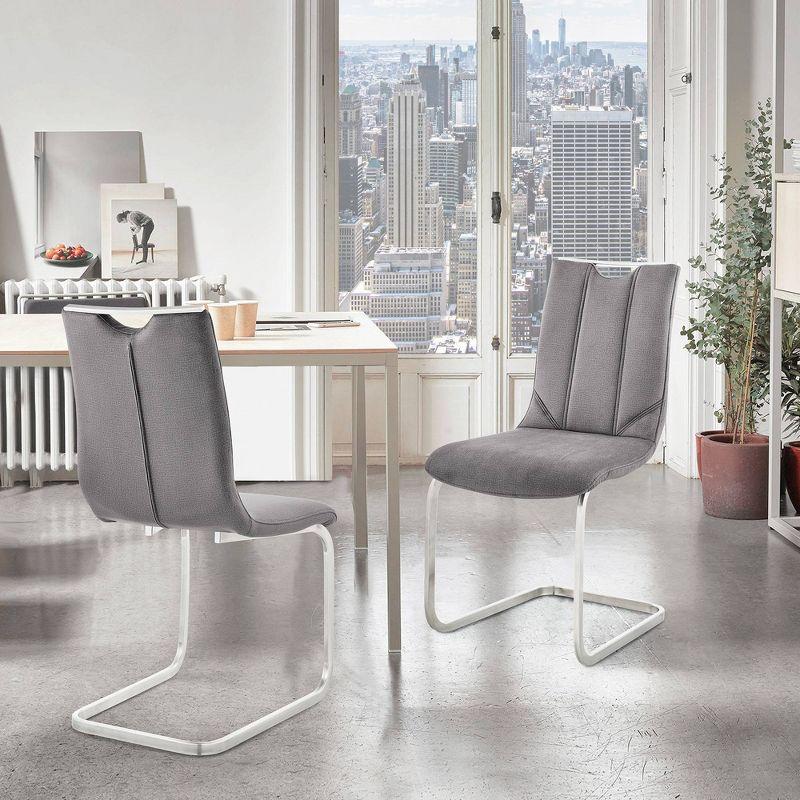 Pacific Fabric Dining Chair with Brushed Stainless Steel Stainless Steel/Gray - Armen Living