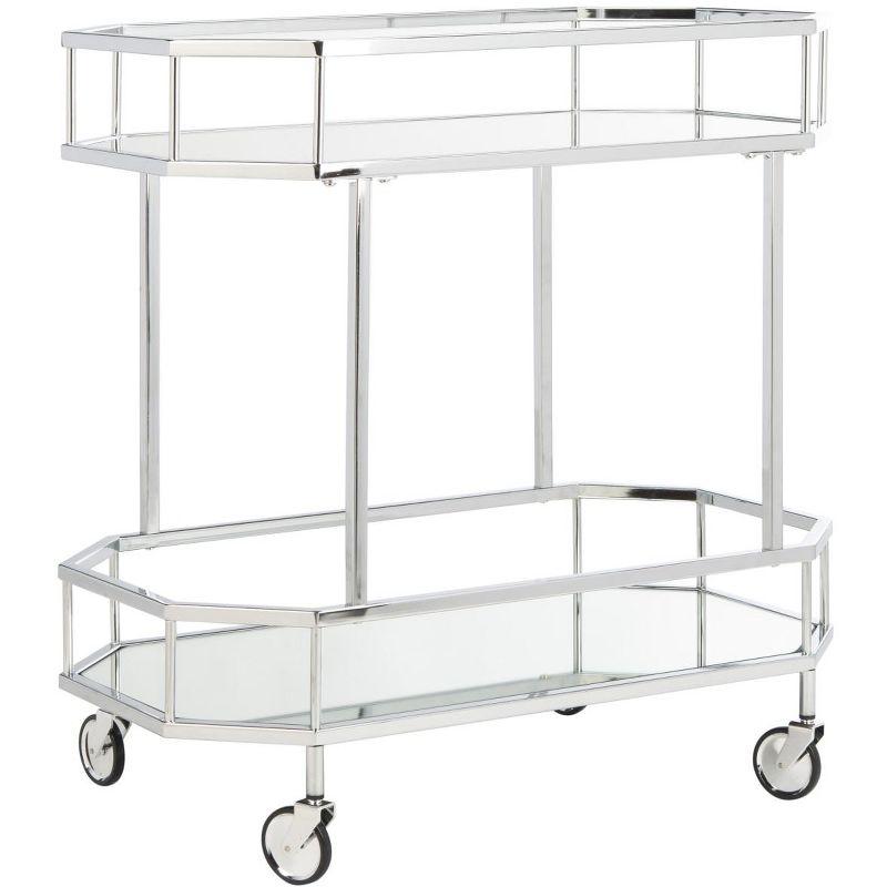 Silva 2 Tier Octagon Bar Cart - BCT8004B - Chrome/Mirror - Safavieh