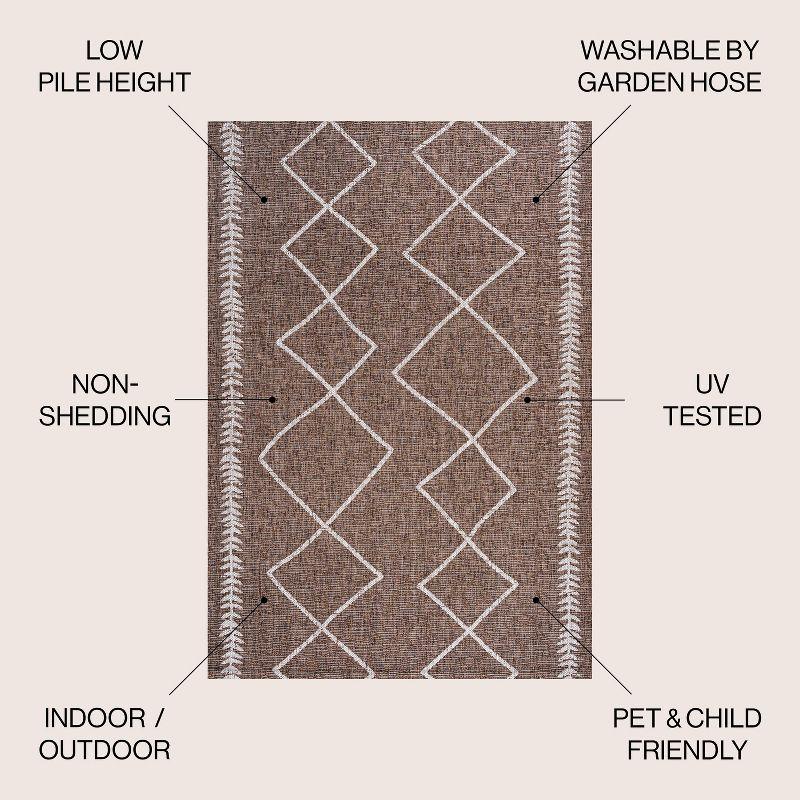 8' X 10' Derya Diamond Trellis Indoor/Outdoor Area Rug, Brown/Beige - JONATHAN Y
