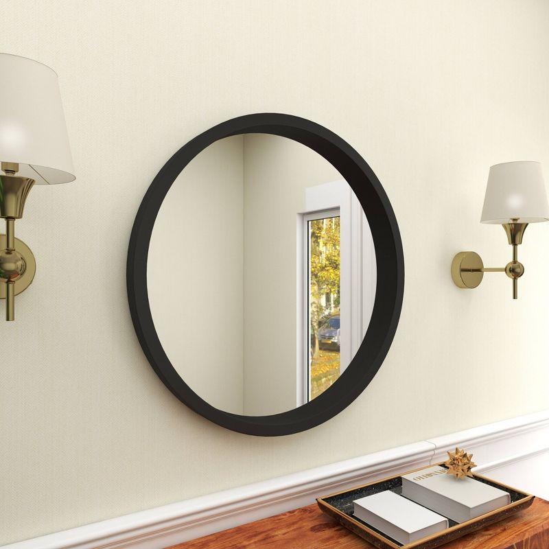 32" Contemporary Wood Wall Mirror Black - Olivia & May: MDF Frame, No Assembly, Wall Mount