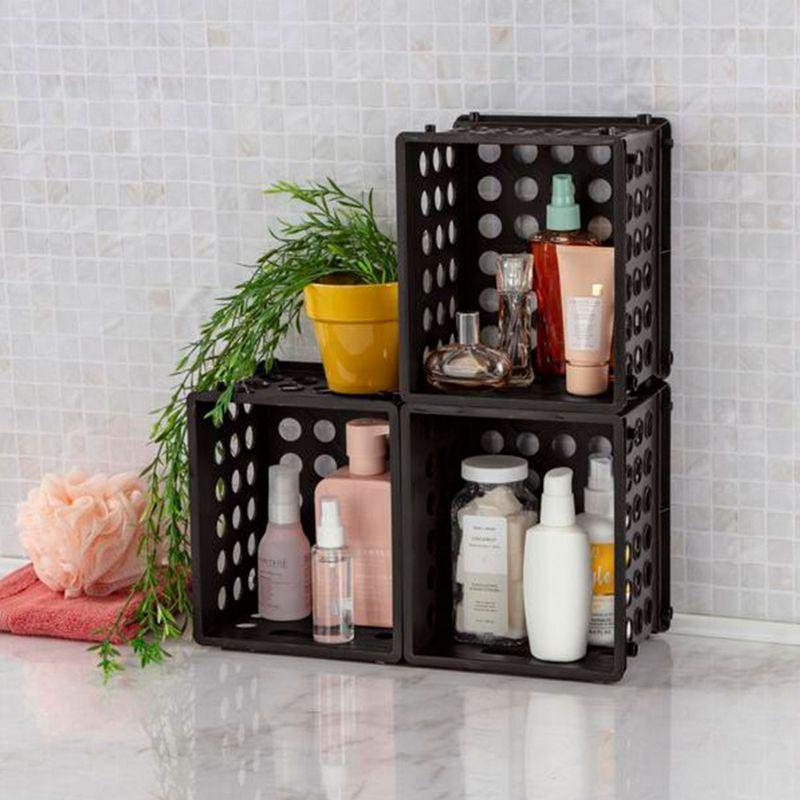 Sterilite Convenient Miniature Square Small Multi Functional Storage Solution Organizing Crate for Bedrooms, Offices, and Dorms