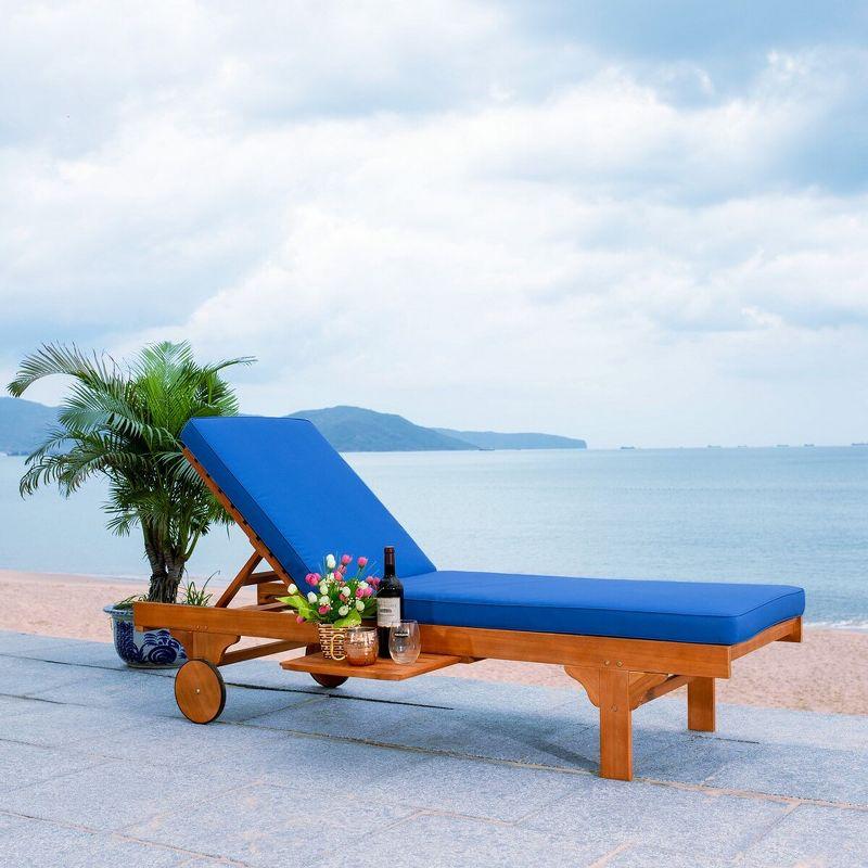 Newport Lounge Chair - Outdoor - PAT7022 - Natural/Blue -Safavieh