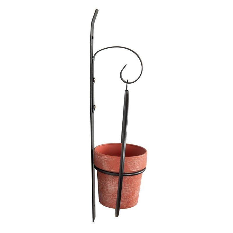 Set of 2 Hanging Planters with Circular Frame and Terra Cotta Metal Pots Black - Danya B.: Iron Wall-Mounted, Outdoor-Indoor Use