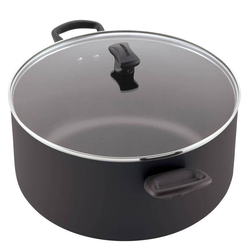 Farberware 10.5qt Aluminum Nonstick Covered Stockpot Black: Dishwasher-Safe, Electric & Gas Compatible Cooking Pot