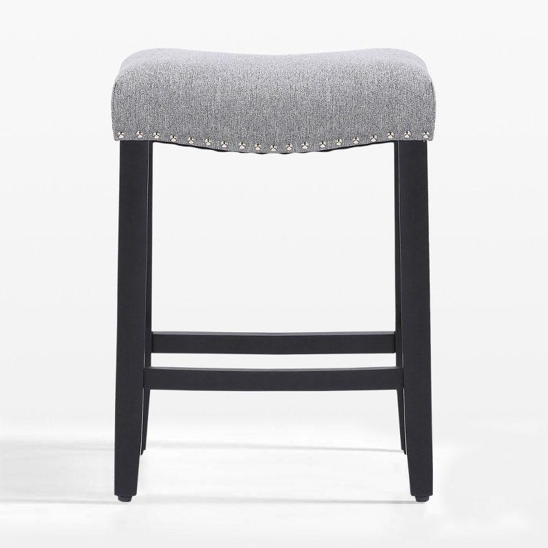 WestinTrends 24" Upholstered Saddle Seat Counter Stool, Black/Gray
