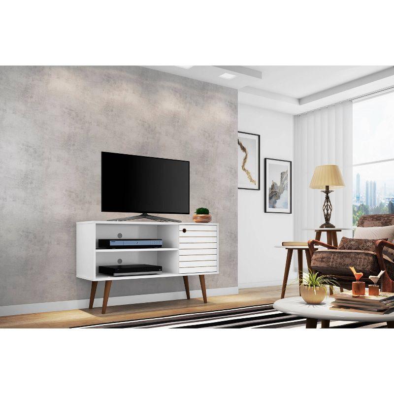 Liberty Mid Century Modern 2 Shelves and 1 Door TV Stand for TVs up to 46" White - Manhattan Comfort