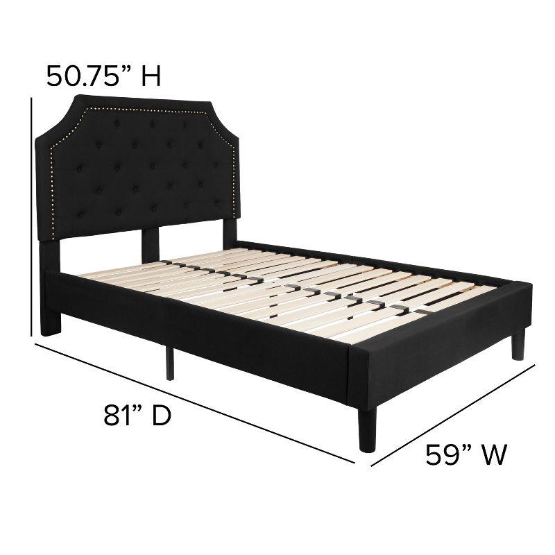 Elegant Full-Size Black Upholstered Platform Bed with Tufted Headboard