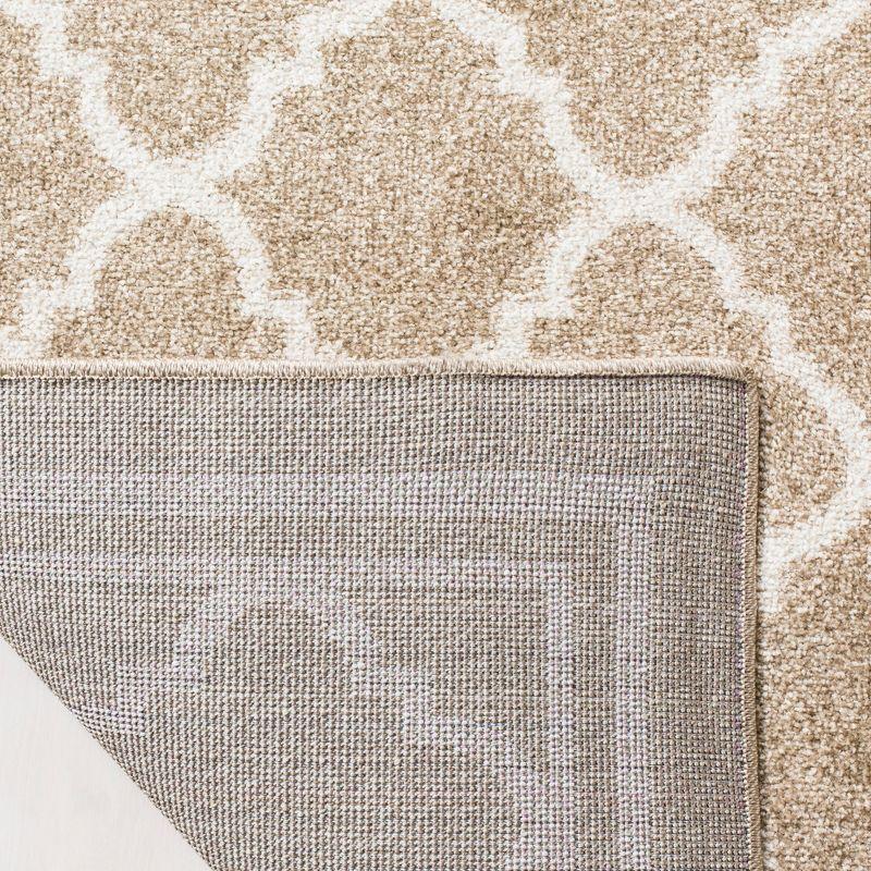 Wheat Beige Geometric Easy-Care 5' x 8' Synthetic Area Rug