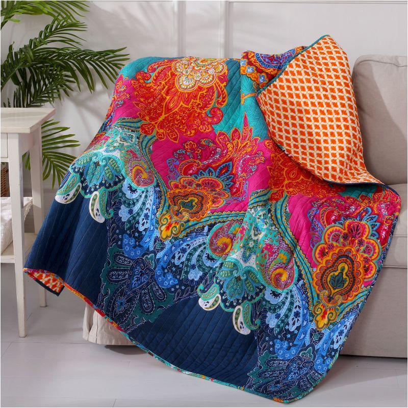 Mackenzie Bohemian Multicolor Cotton Reversible Quilted Throw