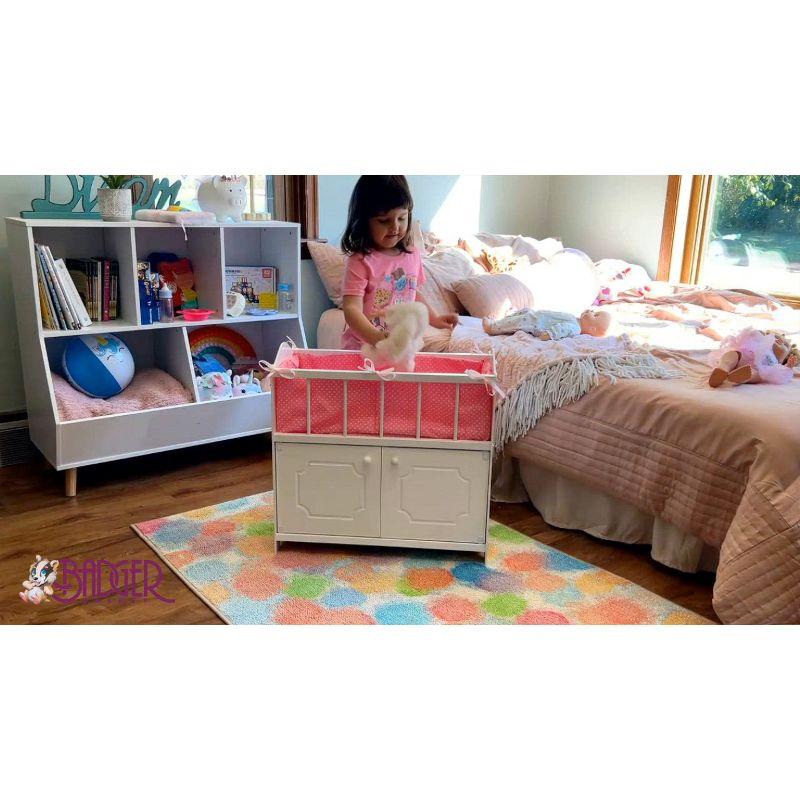 Badger Basket Storage Doll Crib with Bedding and Free Personalization Kit - White