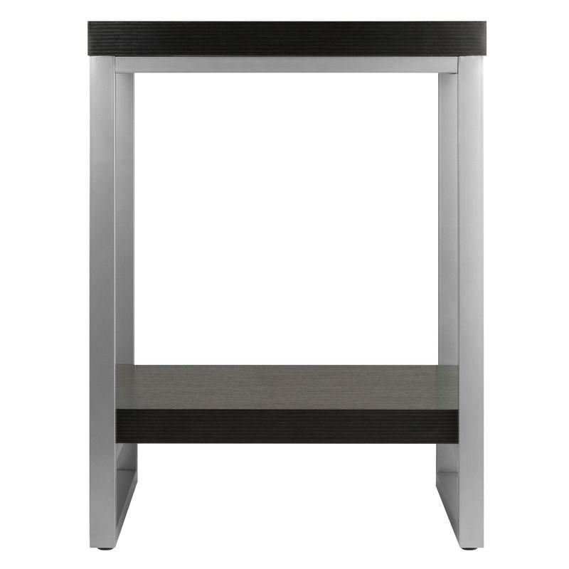 Jared End Table, Enamel Steel Tube - Dark Espresso - Winsome: 24" High, Contemporary Style, Printer Stand, Metal Frame