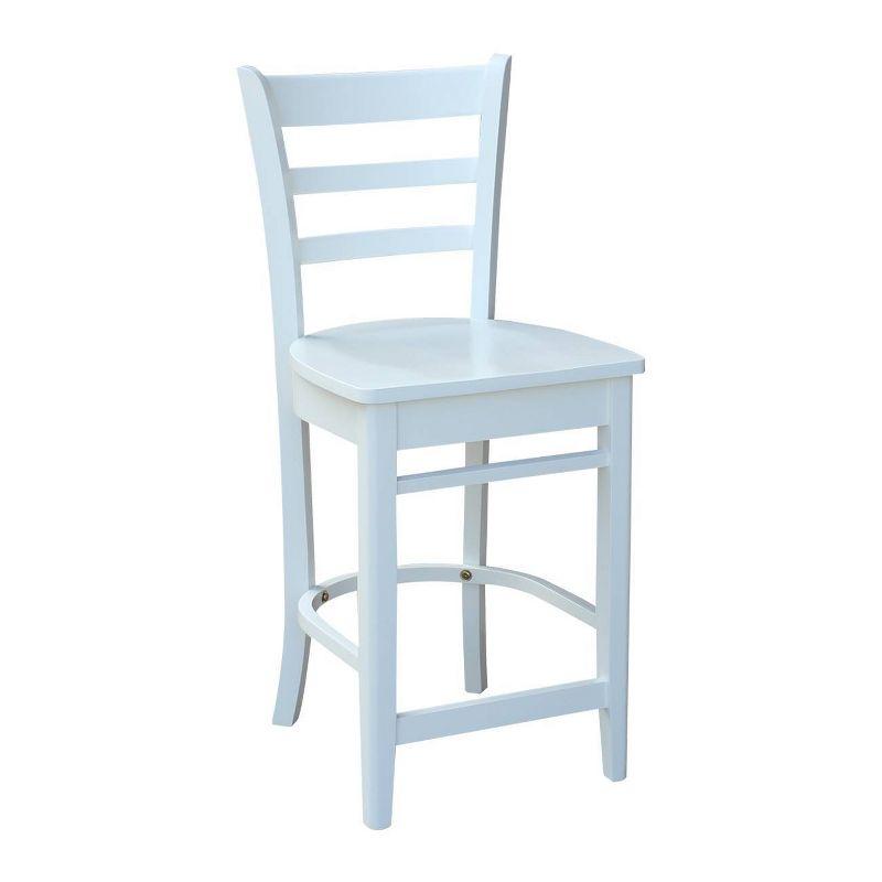 24" Emily Counter Height Barstool White - International Concepts: Hardwood Frame, Ladder-Back Design, Kitchen-Compatible