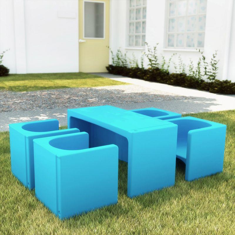 ECR4Kids Tri-Me Table and Cube Chair Set, Multipurpose Furniture, 3-Piece