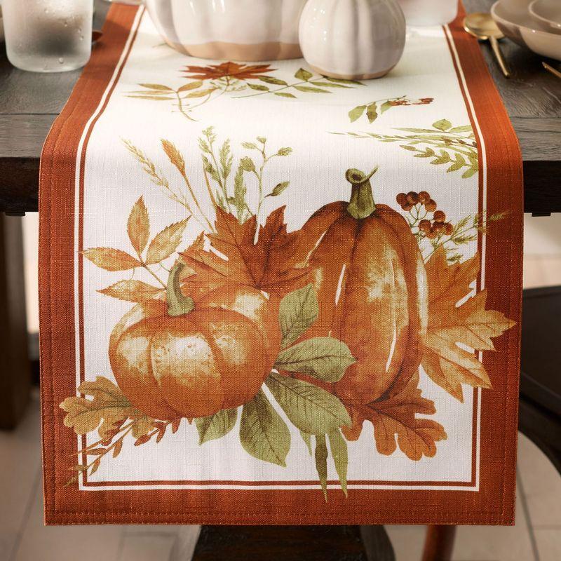 Autumn Pumpkin Grove Fall Table Runner - Orange/Rust - 13x70 - Elrene Home Fashions