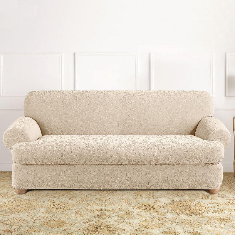 Stretch Jacquard Damask T-Sofa Slipcover - Sure Fit