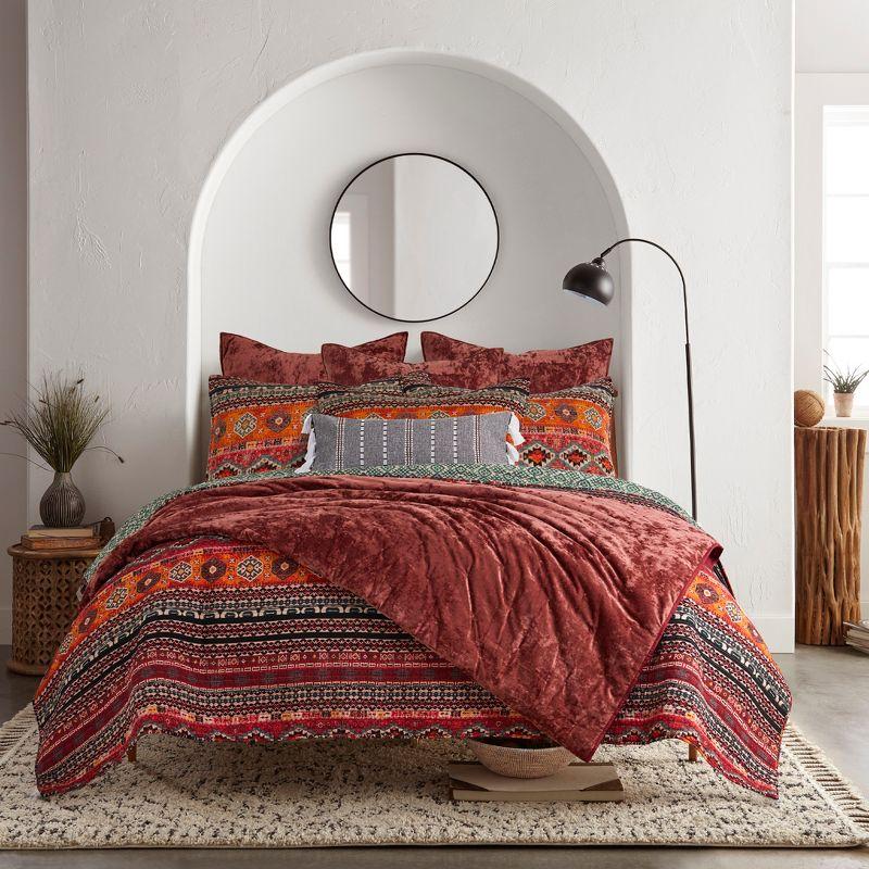 Abruzzi Velvet Red King Quilt - Birch Hill by Levtex Home