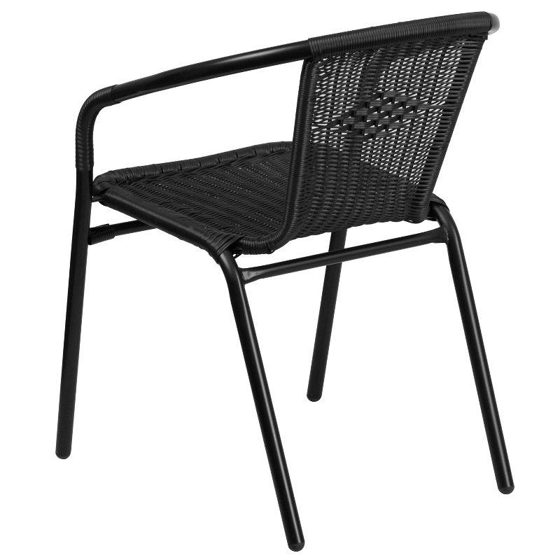 Modern Black Powder-Coated Steel Stackable Outdoor Dining Chair