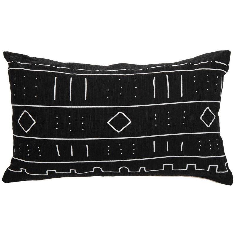 Bohemian Bliss Black and White Cotton-Linen Blend Decorative Pillow