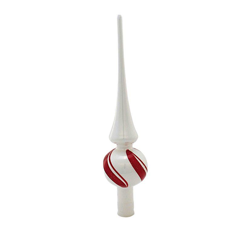 Santa Land Candy Stripe Lane Tree Topper Finial Peppermint Swirl Feather Tree 23O20170 10.0 Inch Candy Stripe Lane Tree Topper Tree Topper Finial