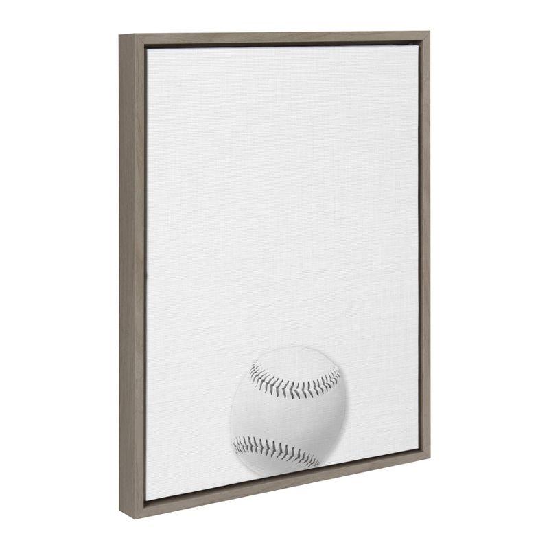 18" x 24" Sylvie Baseball Portrait Framed Canvas Gray - DesignOvation: Modern Wall Art for Sports Decor