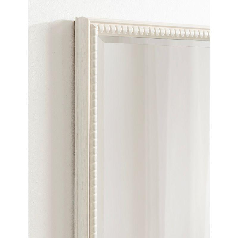 18" x 24" White Beaded Ornate Rectangle Wall Mirror