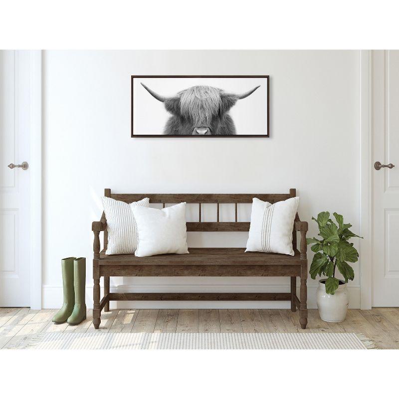 Kate and Laurel Sylvie Hey Dude Highland Cow Framed Canvas by The Creative Bunch Studio