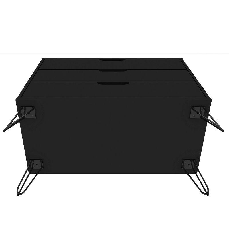 Rockefeller Dresser Black - Manhattan Comfort: MDF Composite Frame, 3-Drawer Storage for Bedroom
