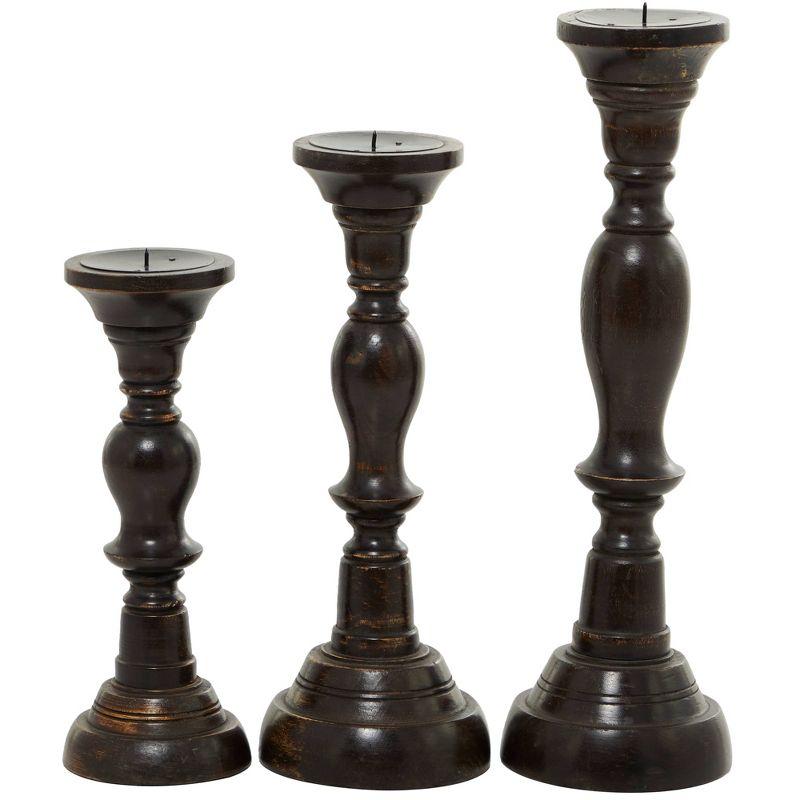 3 Piece Wood Tabletop Candlestick Set