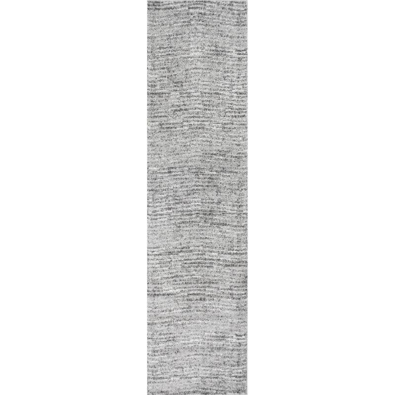 2'6"x12' Runner Sherill Ripple Modern Abstract Living Room or Bedroom Area Rug Gray - nuLOOM