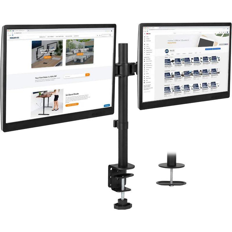 ErgoFlex Black Steel Dual Monitor Desk Mount, Full-Motion 19"-32"