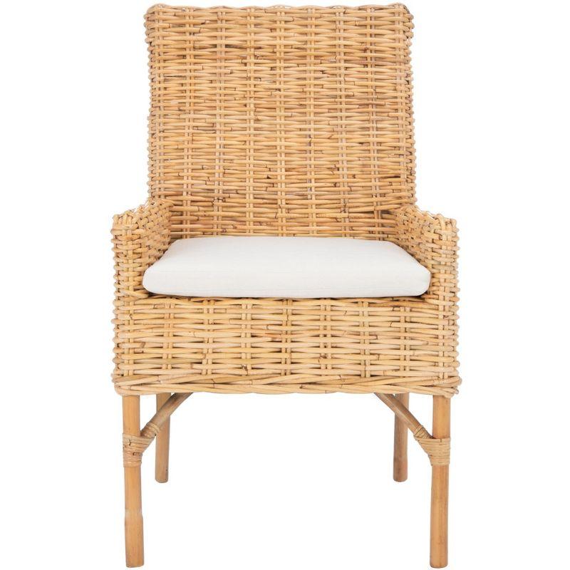 Nancy Rattan Accent Chair W/ Cushion - ACH6518 - White/Natural - Safavieh