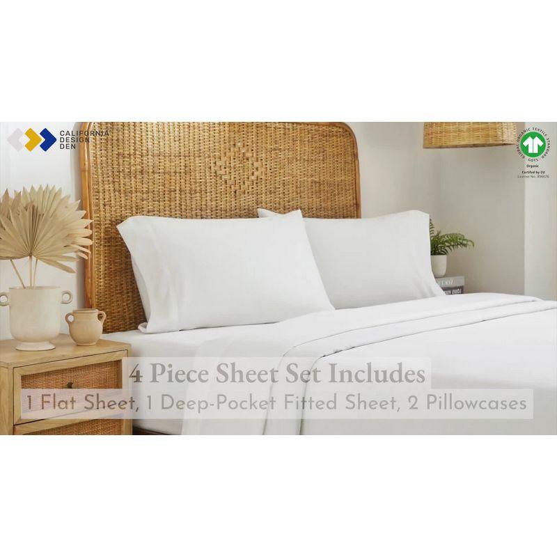 California Design Den 100% Cotton Pillow Cases Standard Size Set of 2, Sateen Weave, Cooling Pillow Cases for Standard / Queen Size Pillows, Ivory