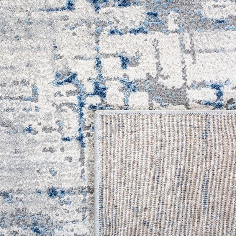 Amelia Ivory and Blue Abstract Square Area Rug