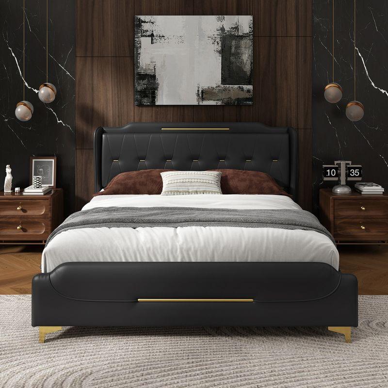 Christopher Knight Home Kyler Queen Modern Faux Leather Upholstered Bed with Wingback Headboard