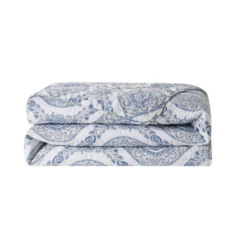 Sea Damask 3-Piece Printed Coastal Quilt Set