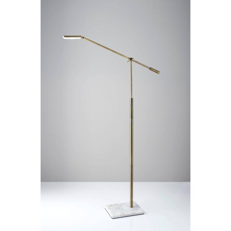 Adjustable Antique Brass and Marble LED Floor Lamp