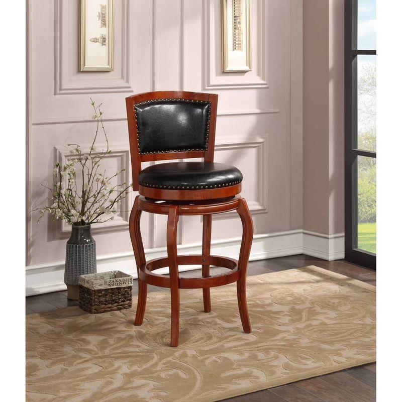 29" Harris Memory Swivel Barstool Hardwood/Cherry - Boraam: Upholstered, Nailhead, 300lb Capacity