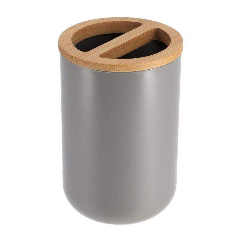Evideco PADANG Toothbrush Holder & Toothpaste Holder with Bamboo Top