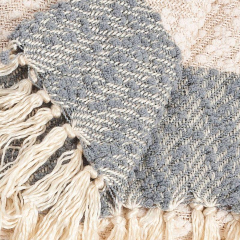 Gray and Beige Striped Faux Fur Reversible Throw Blanket