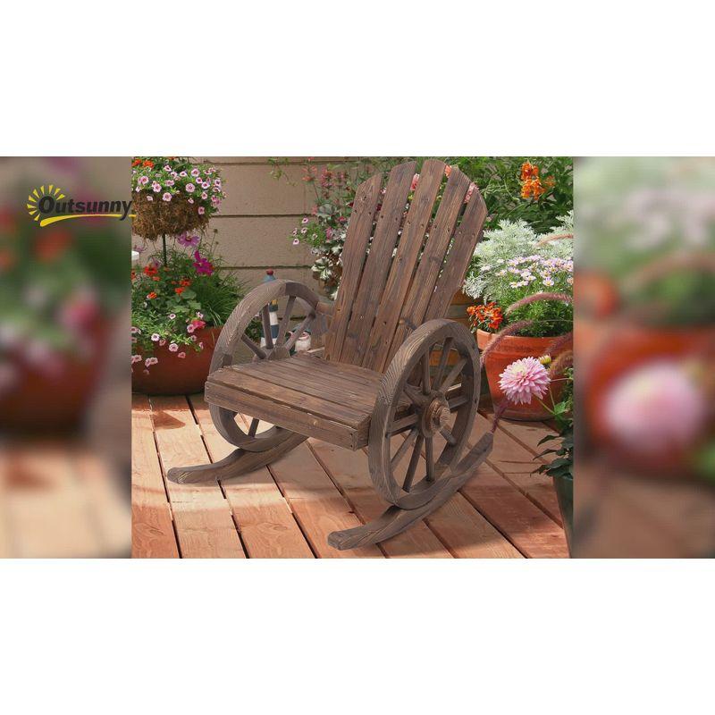 Outsunny Adirondack Rocking Chair with Slatted Design and Oversize Back for Porch, Poolside, or Garden Lounging