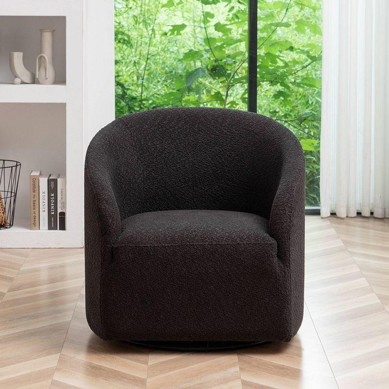 32" Wide Boucle Upholstered Swivel Barrel Chair - Kinwell