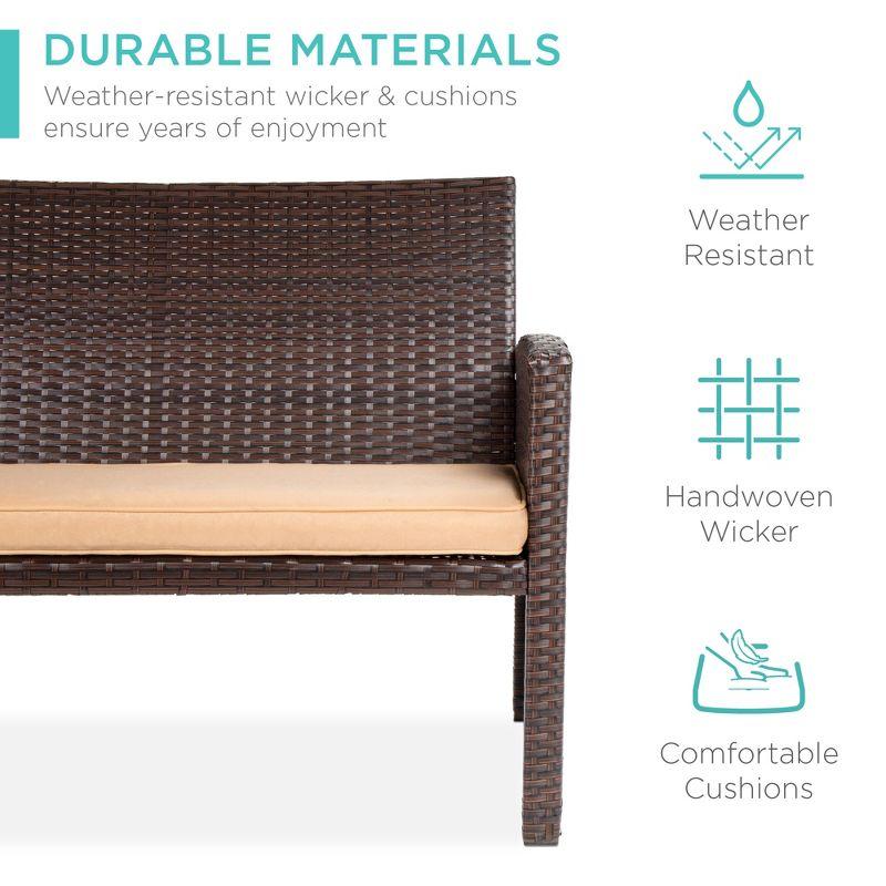 Best Choice Products 4-Piece Outdoor Wicker Patio Conversation Furniture Set w/ Table, Cushions