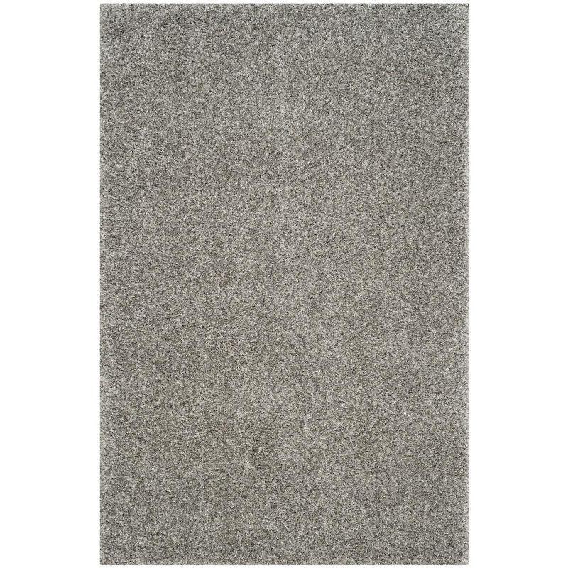 Silver Hand-Knotted Shag 4' x 6' Synthetic Area Rug