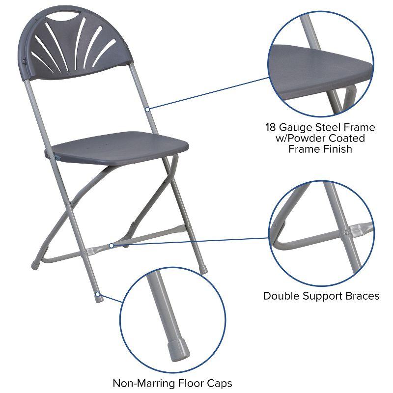 Charcoal Fan Back Plastic Folding Chair Duo, 650 lb. Capacity