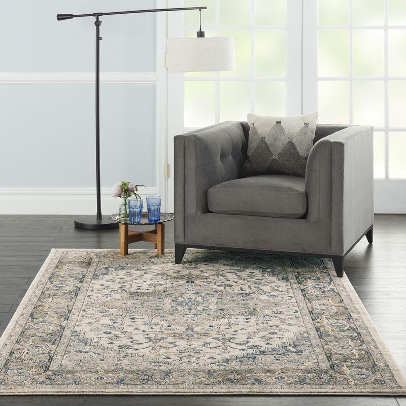 Nourison Concerto Center Medallion Indoor Rug Ivory/Grey 6' x 9'