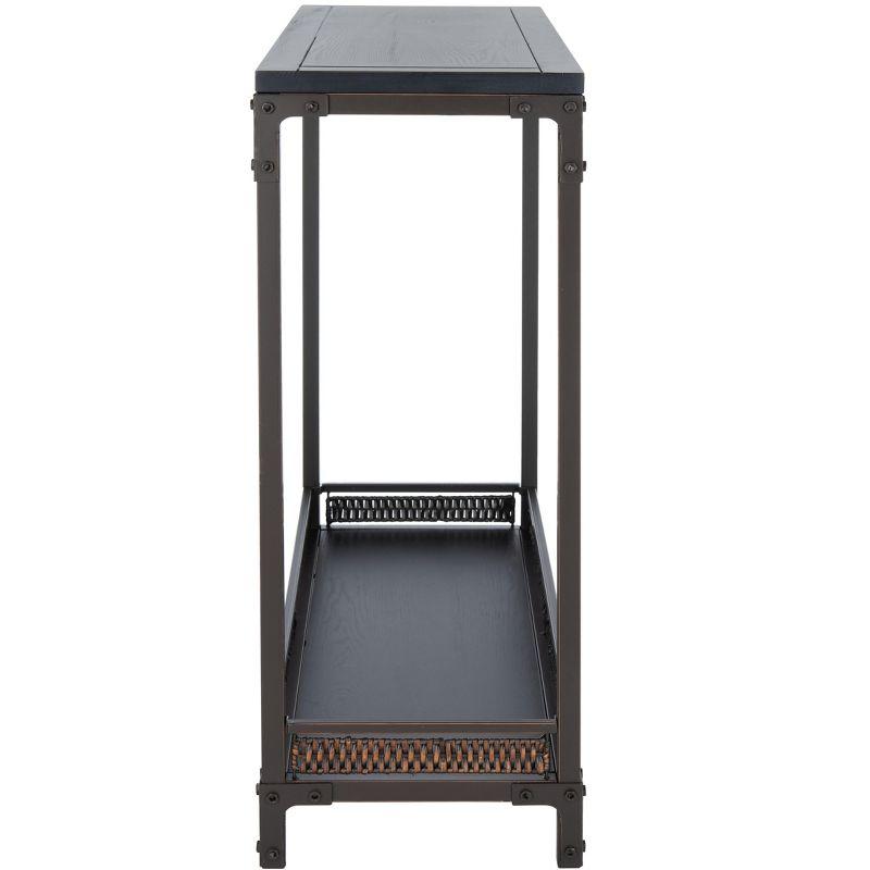 Dinesh Console Table With Storage Shelf - Black/Dark Walnut - Safavieh